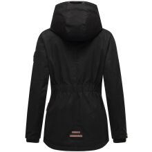 Marikoo Bikoo Damen gefütterte Winterjacke mit Teddyfell Schwarz - Schwarz Größe S - Gr. 36