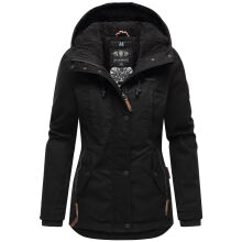 Marikoo Bikoo Damen gefütterte Winterjacke mit Teddyfell Schwarz - Schwarz Größe M - Gr. 38
