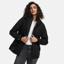 Marikoo Bikoo Damen gefütterte Winterjacke mit Teddyfell Schwarz - Schwarz Größe L - Gr. 40