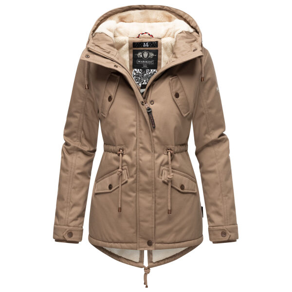 Marikoo Manolya ladies parka jacket with teddy fur Taupe