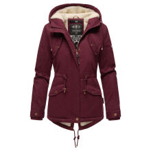 Marikoo Manolya Damen Parka Winterjacke mit Teddyfell Weinrot Größe XXXL - Gr. 46