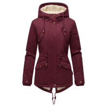 Marikoo Manolya Damen Parka Winterjacke mit Teddyfell Weinrot Größe XXXL - Gr. 46