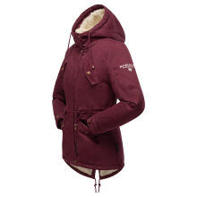 Marikoo Manolya Damen Parka Winterjacke mit Teddyfell Weinrot Größe XXXL - Gr. 46