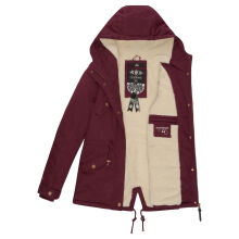 Marikoo Manolya Damen Parka Winterjacke mit Teddyfell Weinrot Größe XXXL - Gr. 46