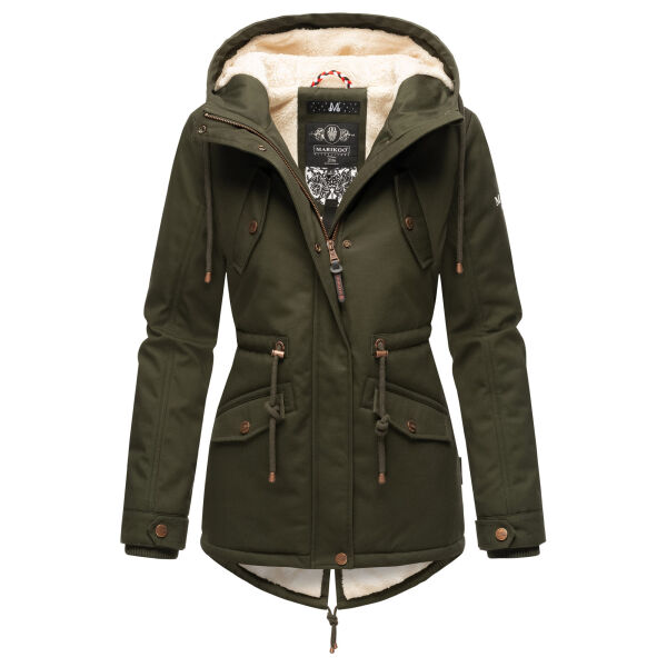 Marikoo Manolya Damen Parka Winterjacke mit Teddyfell Dusty Olive Größe XXXL - Gr. 46