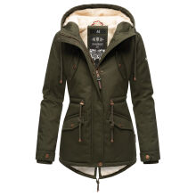 Marikoo Manolya Damen Parka Winterjacke mit Teddyfell Dusty Olive Größe XXXL - Gr. 46