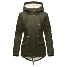 Marikoo Manolya Damen Parka Winterjacke mit Teddyfell Dusty Olive Größe XXXL - Gr. 46