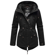 Marikoo Manolya Damen Parka Winterjacke mit Teddyfell Schwarz - Schwarz Größe XXL - Gr. 44