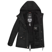 Marikoo Manolya Damen Parka Winterjacke mit Teddyfell Schwarz - Schwarz Größe XXL - Gr. 44