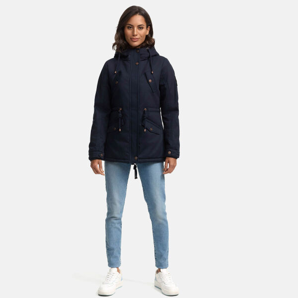 Marikoo Manolya Damen Parka Winterjacke mit Teddyfell Blau Größe XXXXXL - Gr. 50