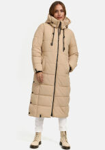 Marikoo Nadeshikoo Damen lange Winter Steppjacke Beige Größe M - Gr. 38