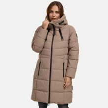 Marikoo Natsukoo Damen Winter Steppjacke lang Taupe Grey Größe M - Gr. 38