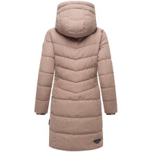 Marikoo Natsukoo Damen Winter Steppjacke lang Taupe Grey Größe XL - Gr. 42