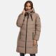 Marikoo Natsukoo Damen Winter Steppjacke lang Taupe Grey Größe XL - Gr. 42