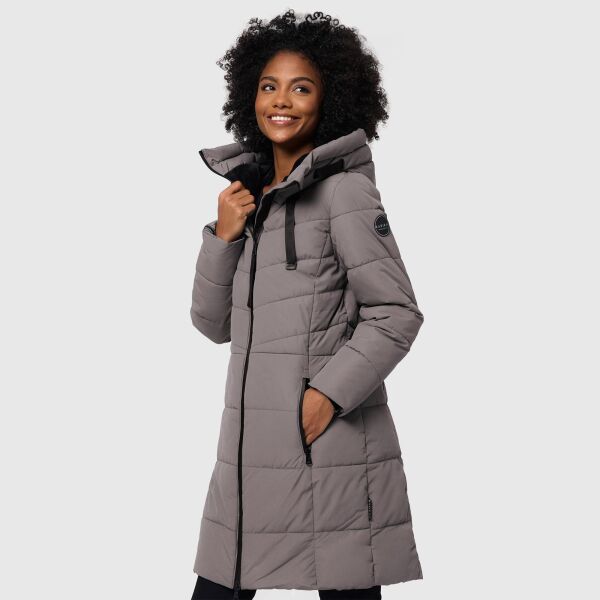 Marikoo Natsukoo Damen Winter Steppjacke lang Grau Größe XXXL - Gr. 46