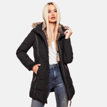 Marikoo Nekoo warm gefütterte Damen Winterjacke mit Kunstfell Schwarz Größe XXXL - Gr. 46