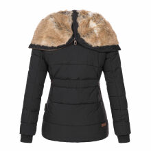 Marikoo Nekoo warm gefütterte Damen Winterjacke mit Kunstfell Schwarz Größe XXXL - Gr. 46