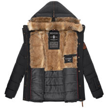 Marikoo Nekoo warm gefütterte Damen Winterjacke mit Kunstfell Schwarz Größe XXXL - Gr. 46