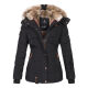 Marikoo Nekoo warm gefütterte Damen Winterjacke mit Kunstfell Schwarz Größe XXXL - Gr. 46