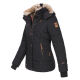 Marikoo Nekoo warm gefütterte Damen Winterjacke mit Kunstfell Schwarz Größe XXXL - Gr. 46