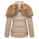 Marikoo Nekoo warm gefütterte Damen Winterjacke mit Kunstfell Light Taupe Größe S - Gr. 36