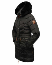 Navahoo Paula Damen Parka Winterjacke Gefüttert Schwarz schwarzes Fell Größe XXXL - Gr. 46