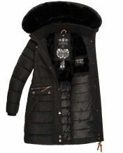 Navahoo Paula Damen Parka Winterjacke Gefüttert Schwarz schwarzes Fell Größe XXXL - Gr. 46
