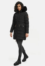 Navahoo Paula Damen Parka Winterjacke Gefüttert Schwarz schwarzes Fell Größe XXXXXL - Gr. 50