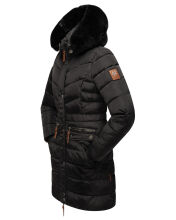 Navahoo Paula Damen Parka Winterjacke Gefüttert Schwarz schwarzes Fell Größe XXXXXL - Gr. 50