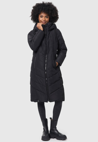 Navahoo Sahnekatzi Damen lange Winter Steppjacke Schwarz Größe XXXL - Gr. 46