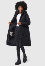 Navahoo Sahnekatzi Damen lange Winter Steppjacke Schwarz Größe XXXXL - Gr. 48