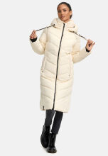 Navahoo Sahnekatzi Damen lange Winter Steppjacke Cream Größe L - Gr. 40