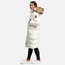 Marikoo Schneesternchen Damen lange Winter Steppjacke mit Kapuze Offwhite Größe S - Gr. 36