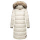 Marikoo Schneesternchen Damen lange Winter Steppjacke mit Kapuze Offwhite Größe M - Gr. 38