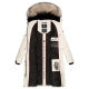 Marikoo Schneesternchen Damen lange Winter Steppjacke mit Kapuze Offwhite Größe L - Gr. 40