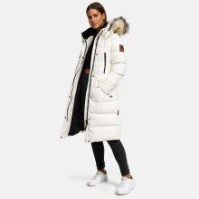 Marikoo Schneesternchen Damen lange Winter Steppjacke mit Kapuze Offwhite Größe XL - Gr. 42