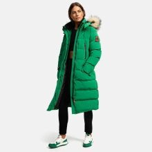 Marikoo Schneesternchen Damen lange Winter Steppjacke mit Kapuze Smaragd Green Größe XS - Gr. 34