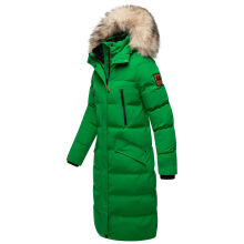 Marikoo Schneesternchen Damen lange Winter Steppjacke mit Kapuze Smaragd Green Größe XS - Gr. 34