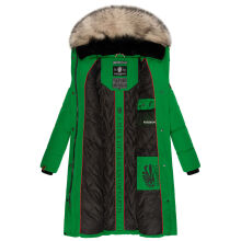 Marikoo Schneesternchen Damen lange Winter Steppjacke mit Kapuze Smaragd Green Größe XS - Gr. 34