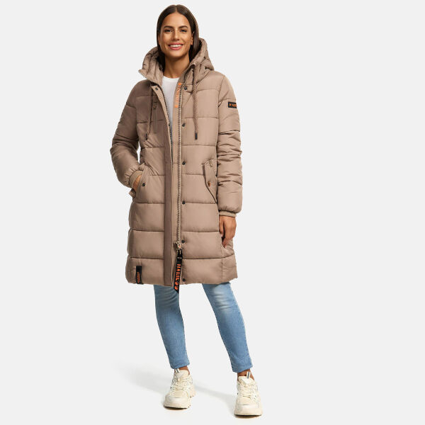 Marikoo Yuikoo lange Damen Winterjacke Taupe Grey-Größe XXL - Gr. 44