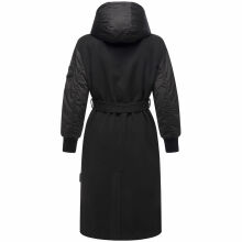 Marikoo Tjadee Damen Winter Wickelmantel Schwarz-Größe L - Gr. 40