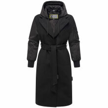 Marikoo Tjadee Damen Winter Wickelmantel Schwarz-Größe XXL - Gr. 44