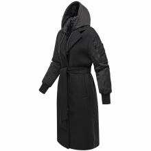 Marikoo Tjadee Damen Winter Wickelmantel Schwarz-Größe XXL - Gr. 44