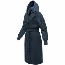 Marikoo Tjadee Damen Winter Wickelmantel Navy-Größe M - Gr. 38