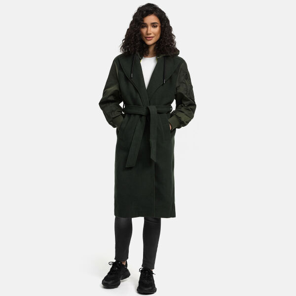 Marikoo Tjadee Damen Winter Wickelmantel Dark Olive-Größe S - Gr. 36
