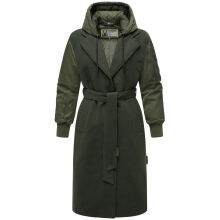 Marikoo Tjadee Damen Winter Wickelmantel Dark Olive-Größe L - Gr. 40