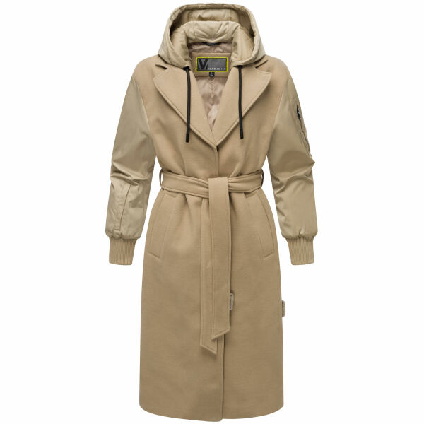 Marikoo Tjadee Damen Winter Wickelmantel Sand Beige-Größe L - Gr. 40