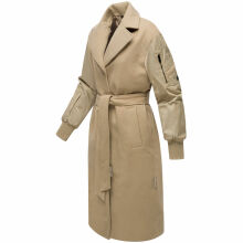 Marikoo Tjadee Damen Winter Wickelmantel Sand Beige-Größe XL - Gr. 42