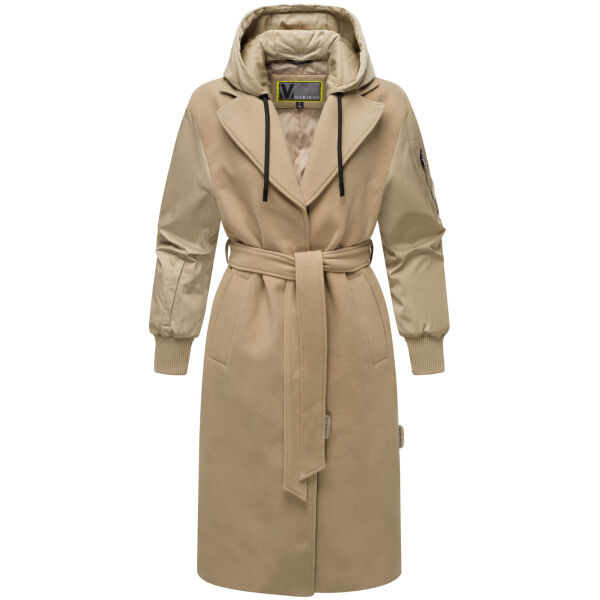 Marikoo Tjadee Damen Winter Wickelmantel Sand Beige-Größe XXXL - Gr. 46