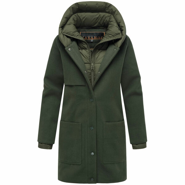 Navahoo Flauschwunder Damen Winterjacke Dark Olive Größe S - Gr. 36